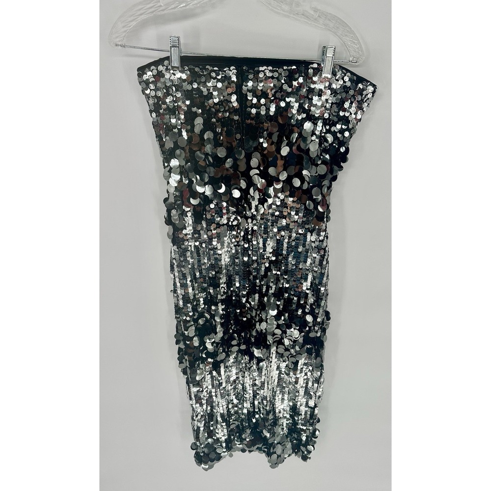 Sequin Strapless Midi Dress XS New FOREVER 21 Women's Black Silver Metallic NWT - Picture 3 of 6